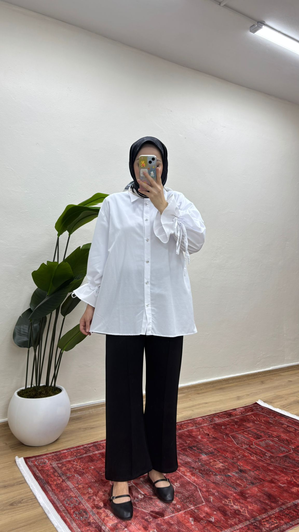 Arkası Pileli Gömlek - Beyaz