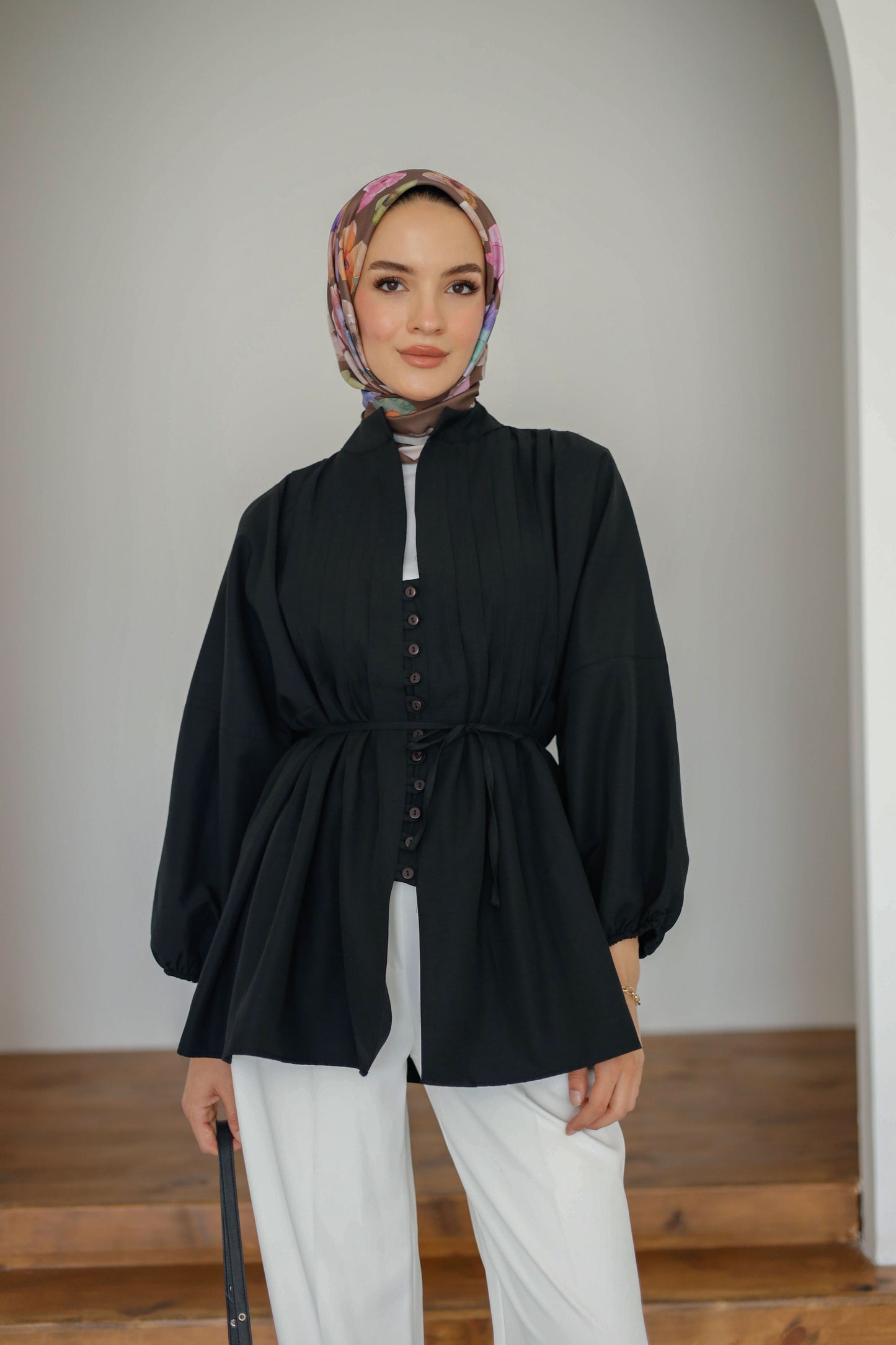 Nervürlü Gömlek - Siyah