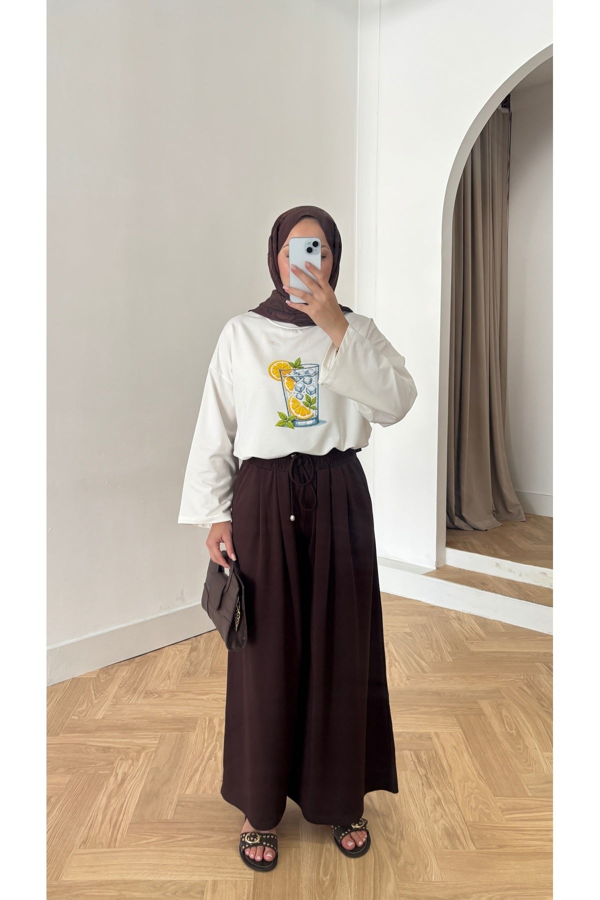 QUWİQ Beyaz Limonlu Su pamuk oversize uzun kollu t-shirt - Görsel 4
