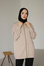 Kapüşonlu Ve Cepli Tesettür Sweatshirt - Hırka
