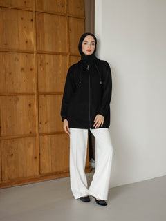 Kapüşonlu Ve Cepli Tesettür Sweatshirt - Hırka