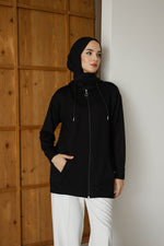 Kapüşonlu Ve Cepli Tesettür Sweatshirt - Hırka