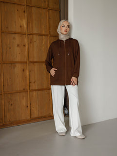 Kapüşonlu Ve Cepli Tesettür Sweatshirt - Hırka