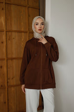 Kapüşonlu Ve Cepli Tesettür Sweatshirt - Hırka