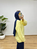 Oversize Bisiklet Yaka Kazak - Sarı