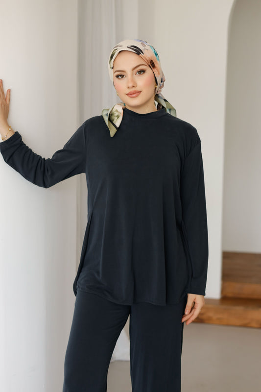 Esnek Ve Yumuşak Dokulu Oysh Tesettür Takım - Antrasit