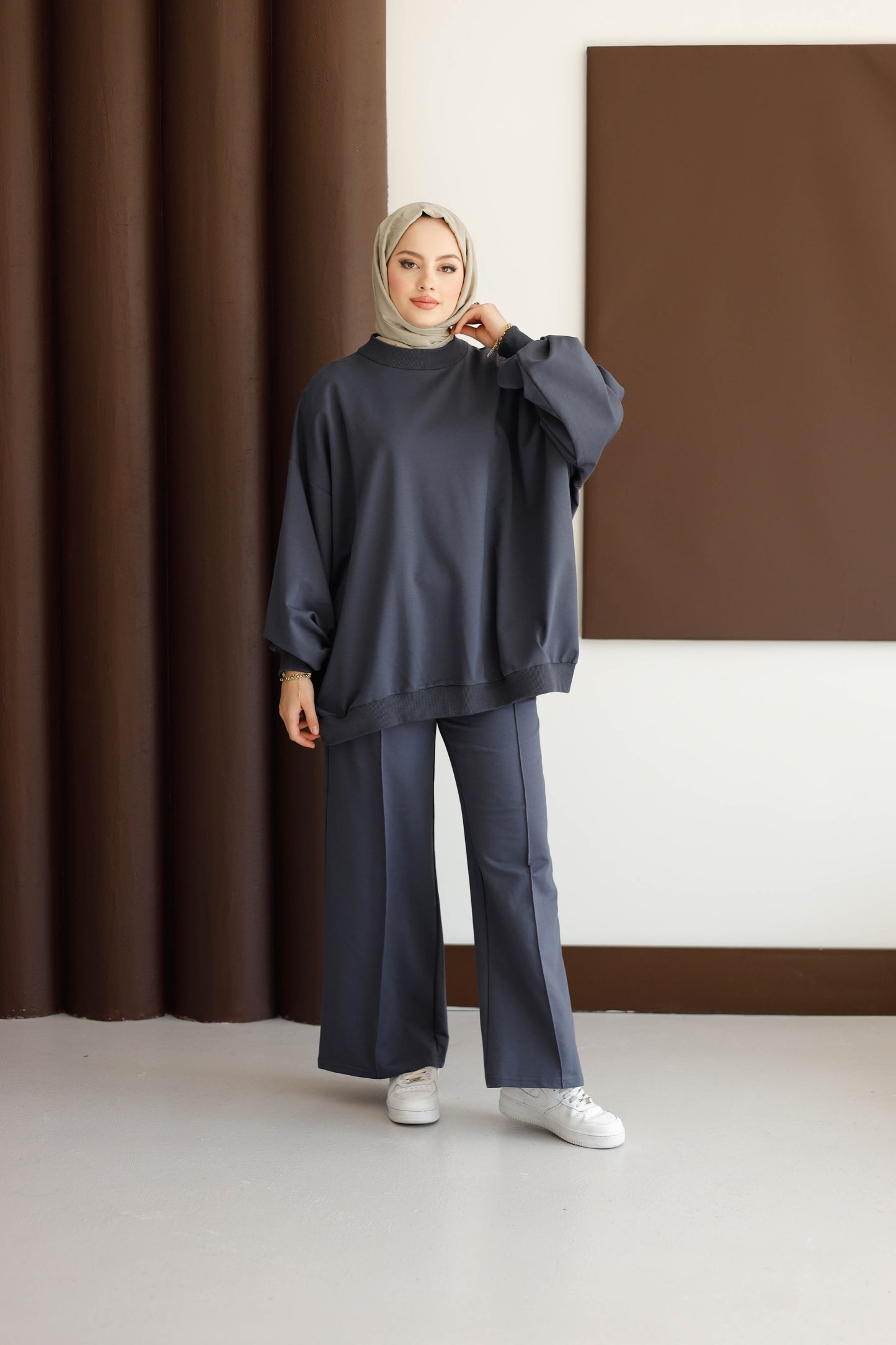 Oversize Premium Antrasit Eşofman Takımı