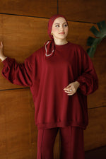 Oversize Premium Bordo Eşofman Takımı