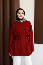 Bel Bağlamalı Oyhso Tunik - Bordo