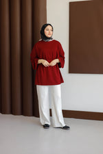 Bel Bağlamalı Oyhso Tunik - Bordo