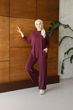 Esnek Ve Yumuşak Dokulu Oysh Tesettür Takım - Bordo