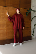 Oversize Premium Bordo Eşofman Takımı
