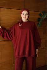 Oversize Premium Bordo Eşofman Takımı