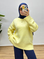 Oversize Bisiklet Yaka Kazak - Sarı