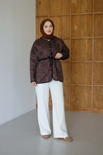 Etnik Desenli Ceket - Bordo Kahve