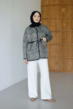 Etnik Desenli Ceket - Gri Lacivert