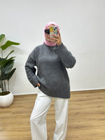 Oversize Bisiklet Yaka Kazak- Antrasit