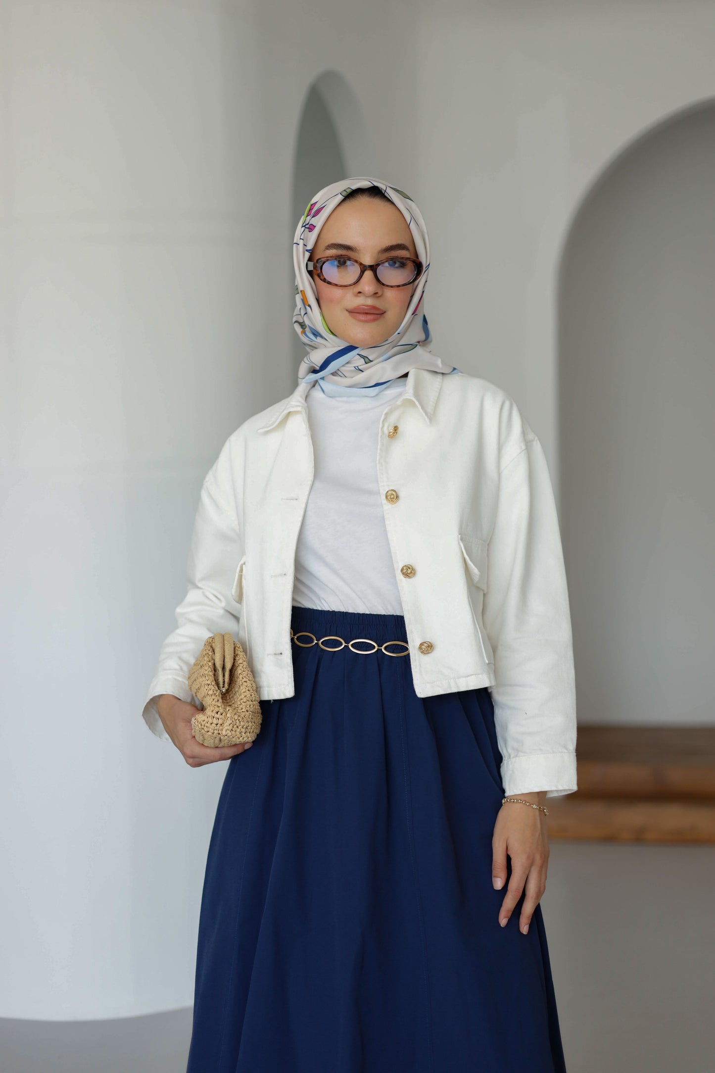 Beli Lastikli Çift Cepli Etek - Lacivert