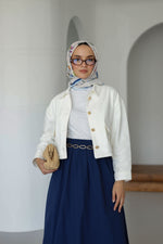 Beli Lastikli Çift Cepli Etek - Lacivert