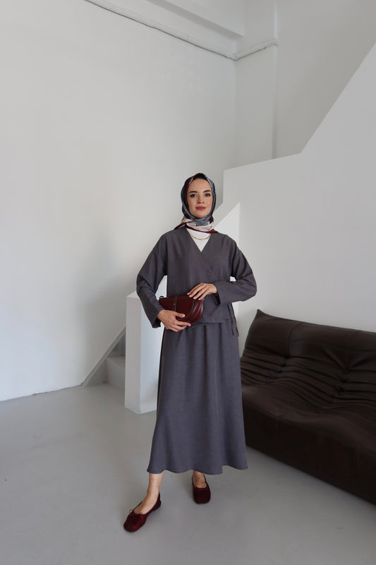 Kimino Tesettür Takım - Gri