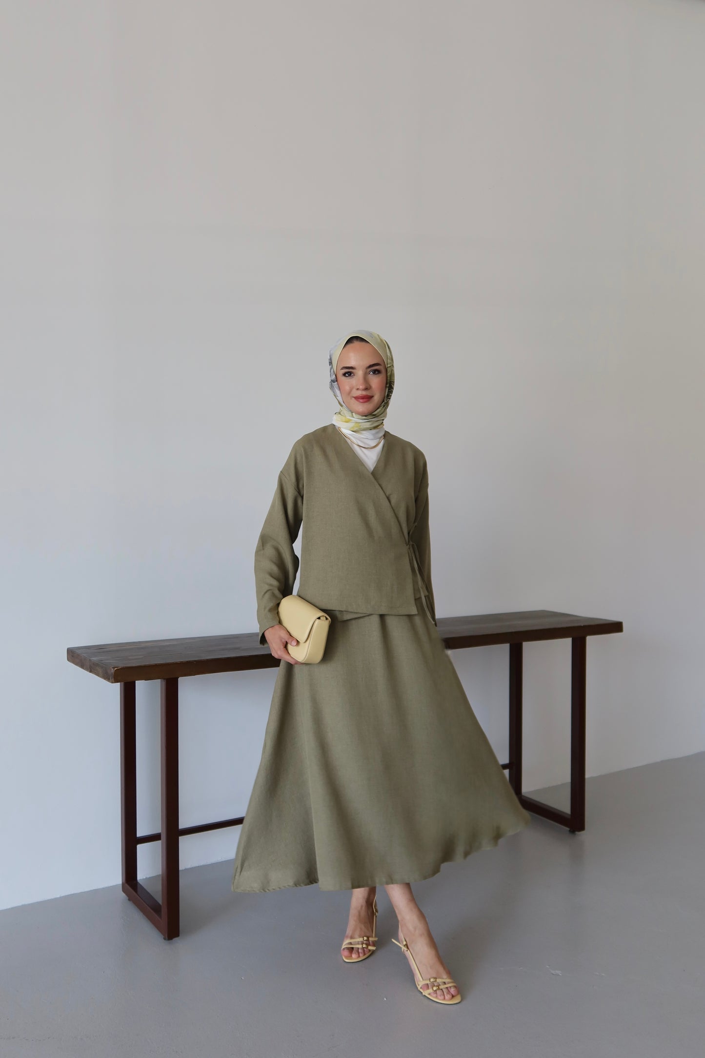 Kimino Tesettür Takım - Haki