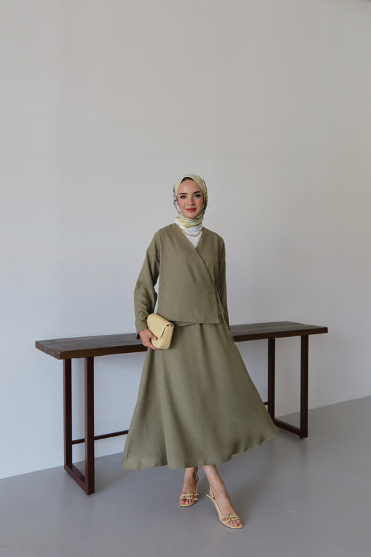 Kimino Tesettür Takım - Haki