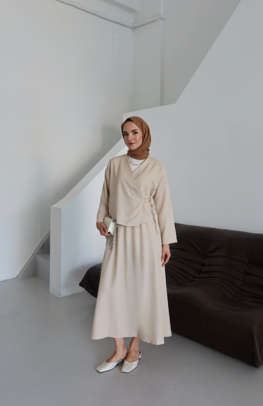 Kimino Tesettür Takım - Krem