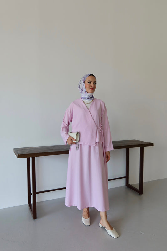 Kimino Tesettür Takım - Pembe