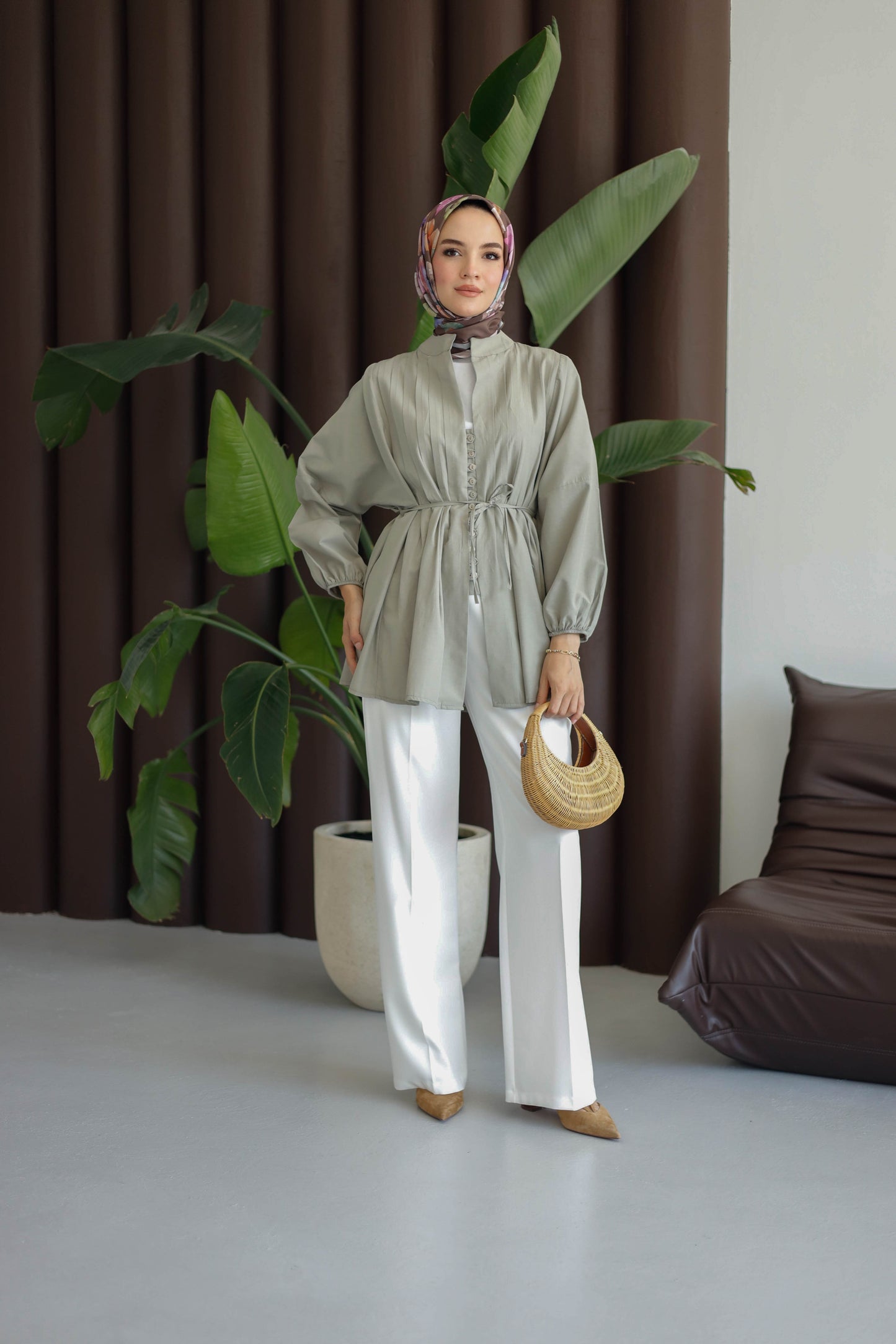 Nervürlü Gömlek - Haki