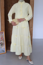 Kurdela İp Detay Etekli Tesettür Takım - Sarı