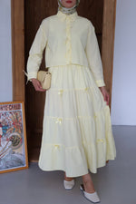 Kurdela İp Detay Etekli Tesettür Takım - Sarı