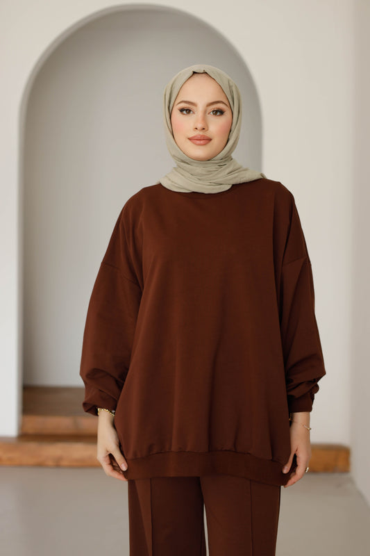 Oversize Premium Kahverengi Eşofman Takımı