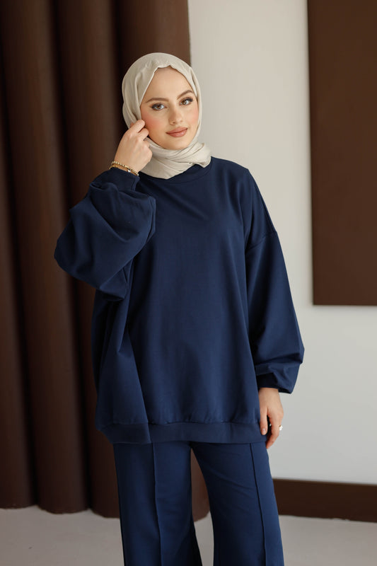 Oversize Premium Lacivert Eşofman Takımı