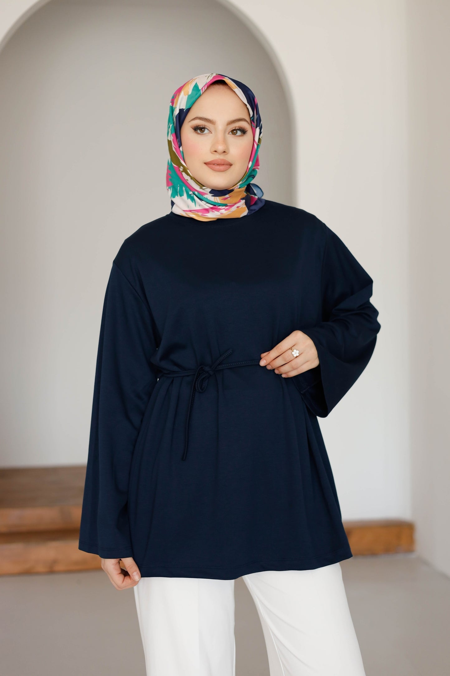 Bel Bağlamalı Oyhso Tunik - Lacivert