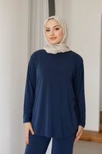 Esnek Ve Yumuşak Dokulu Oysh Tesettür Takım - Lacivert