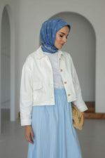 Beli Lastikli Çift Cepli Etek - Mavi