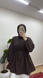 Nervürlü Gömlek - Kahverengi