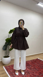 Nervürlü Gömlek - Kahverengi