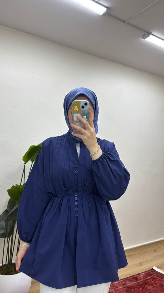 Nervürlü Gömlek - Lacivert