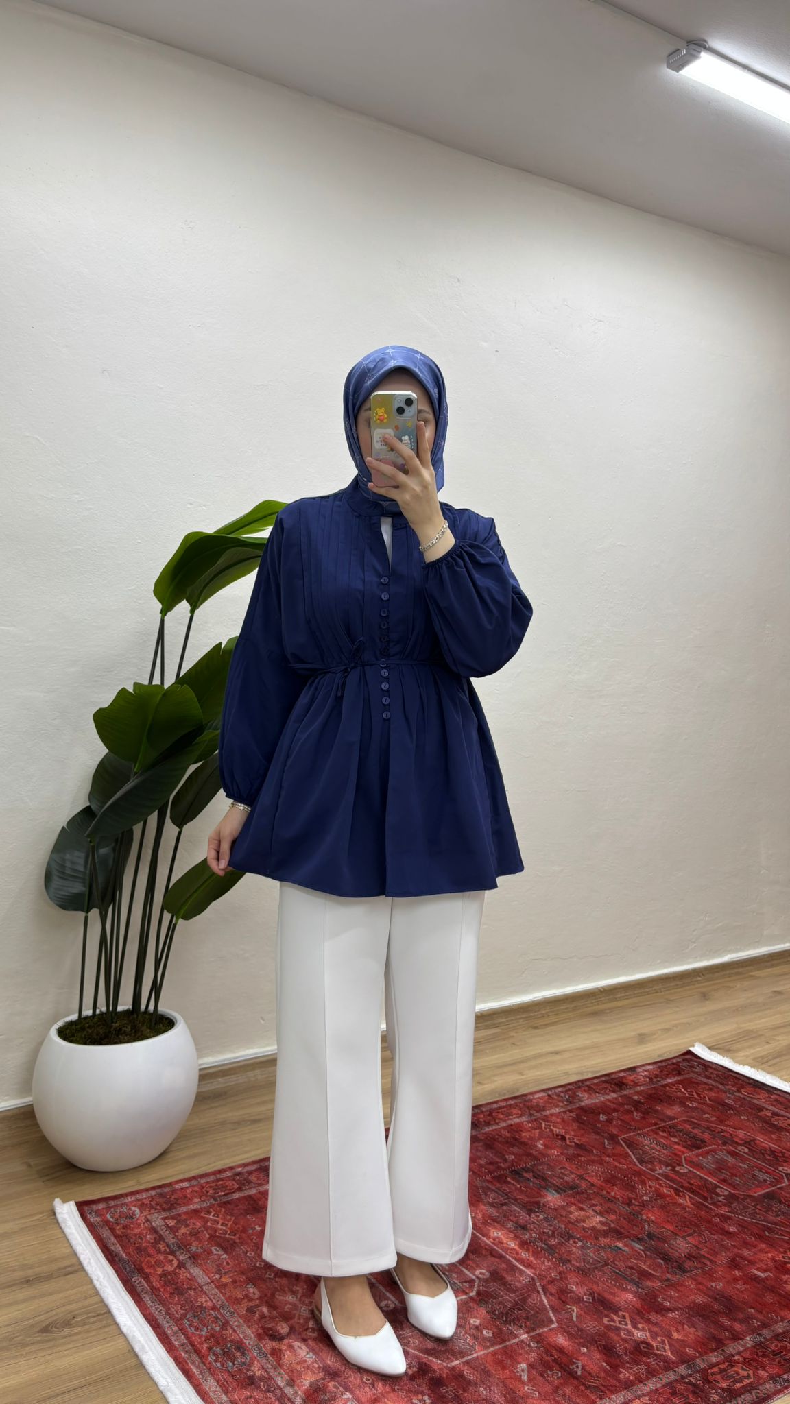 Nervürlü Gömlek - Lacivert