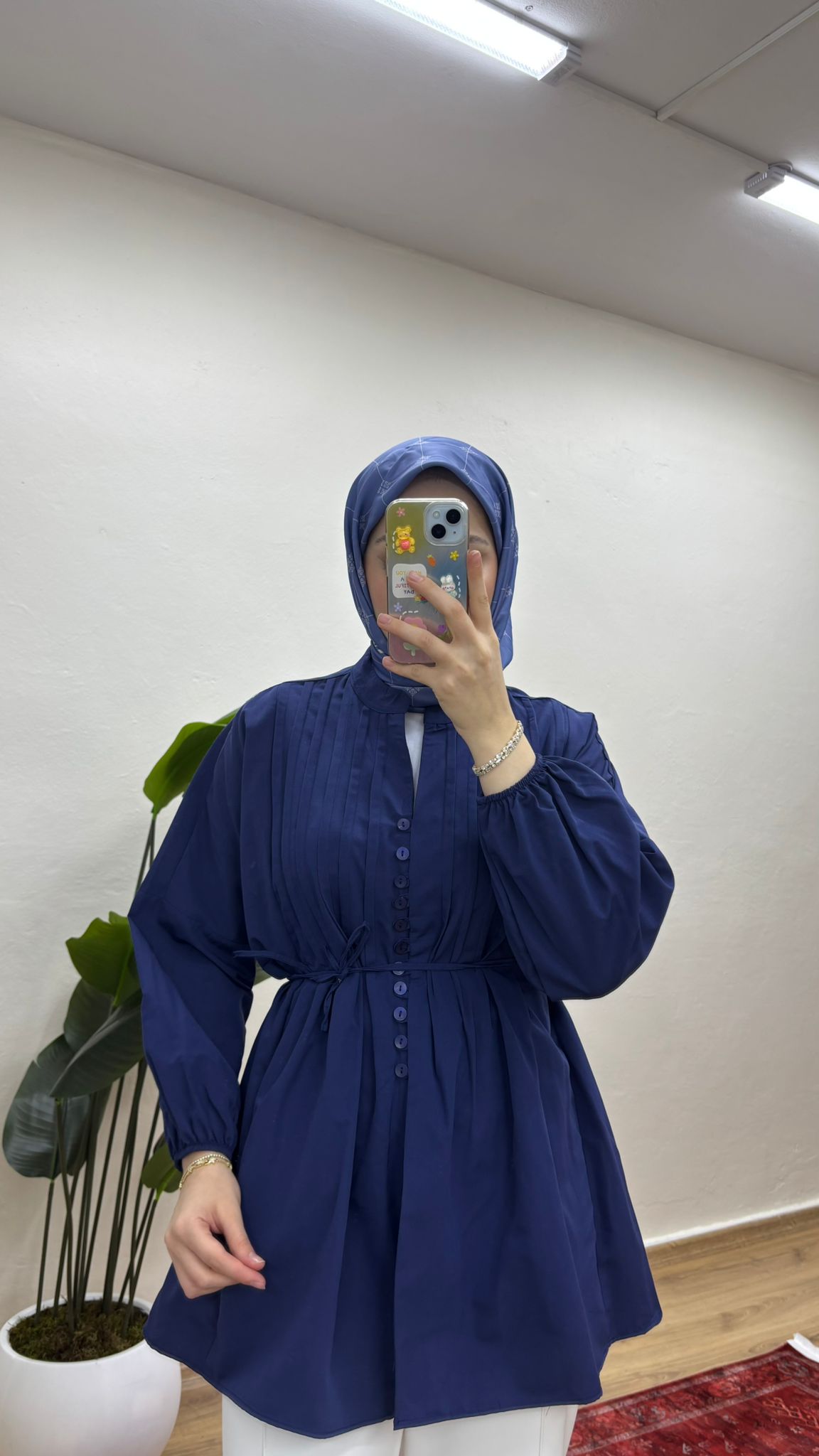 Nervürlü Gömlek - Lacivert