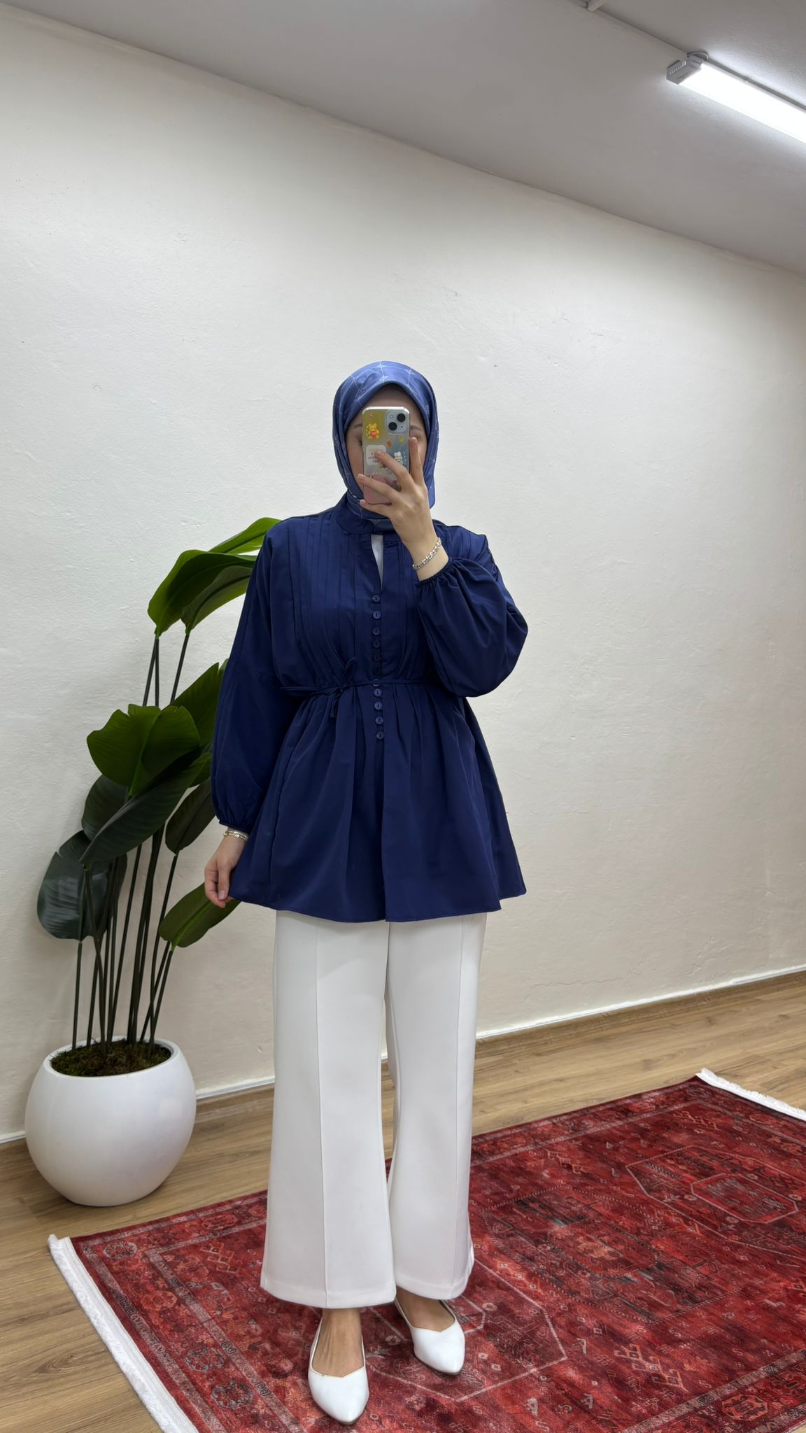 Nervürlü Gömlek - Lacivert