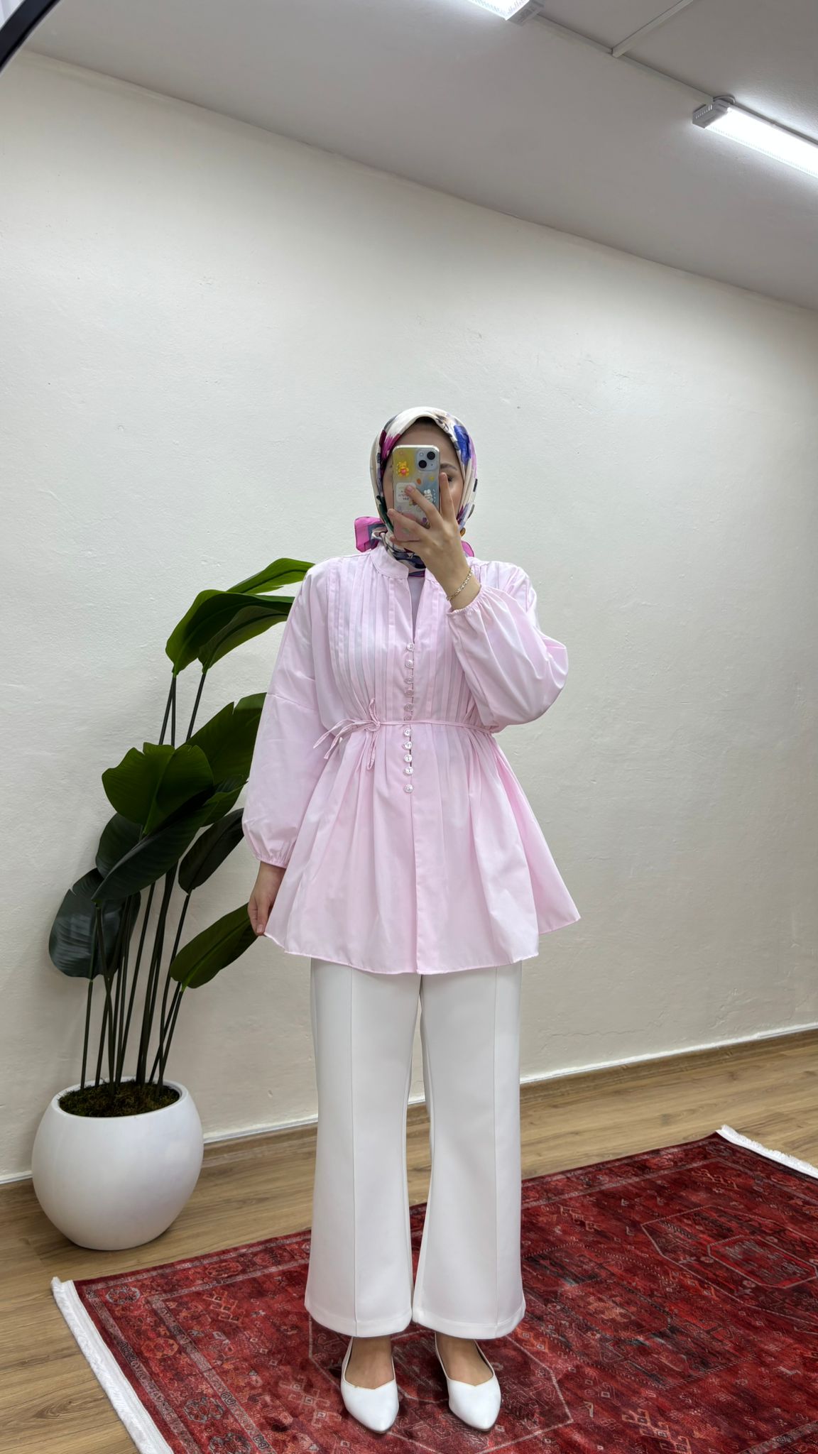 Nervürlü Gömlek - Pembe