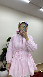 Nervürlü Gömlek - Pembe