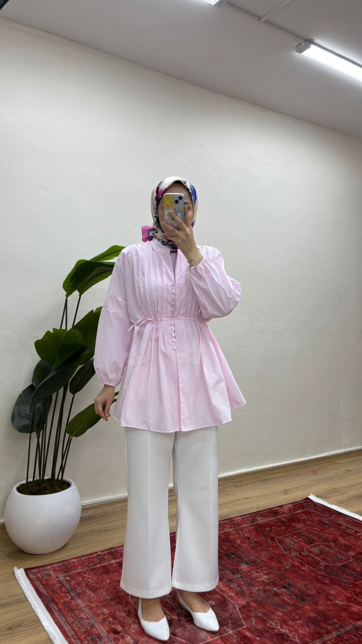 Nervürlü Gömlek - Pembe