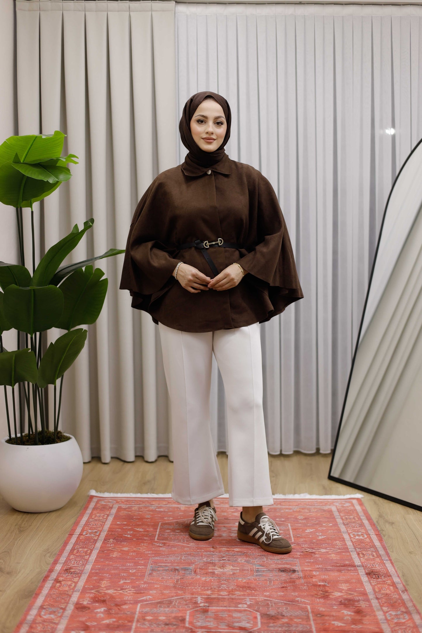 Kemerli Süet Panço - Kahverengi