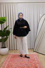 Kemerli Süet Panço - Siyah