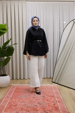 Kemerli Süet Panço - Siyah