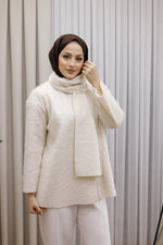 Atkı Detaylı Pelüş Ceket Premium - Bej