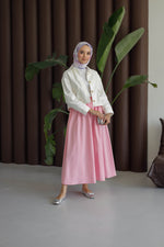 Beli Lastikli Çift Celpli Etek - Pembe